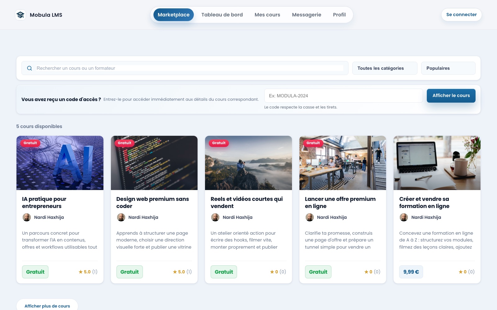 Marketplace de formations